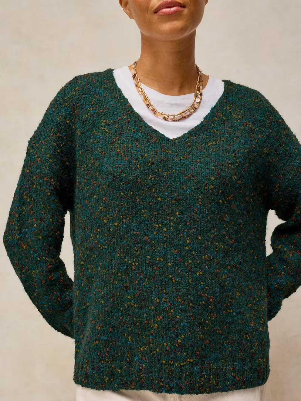 Textured V-Neck Jumper