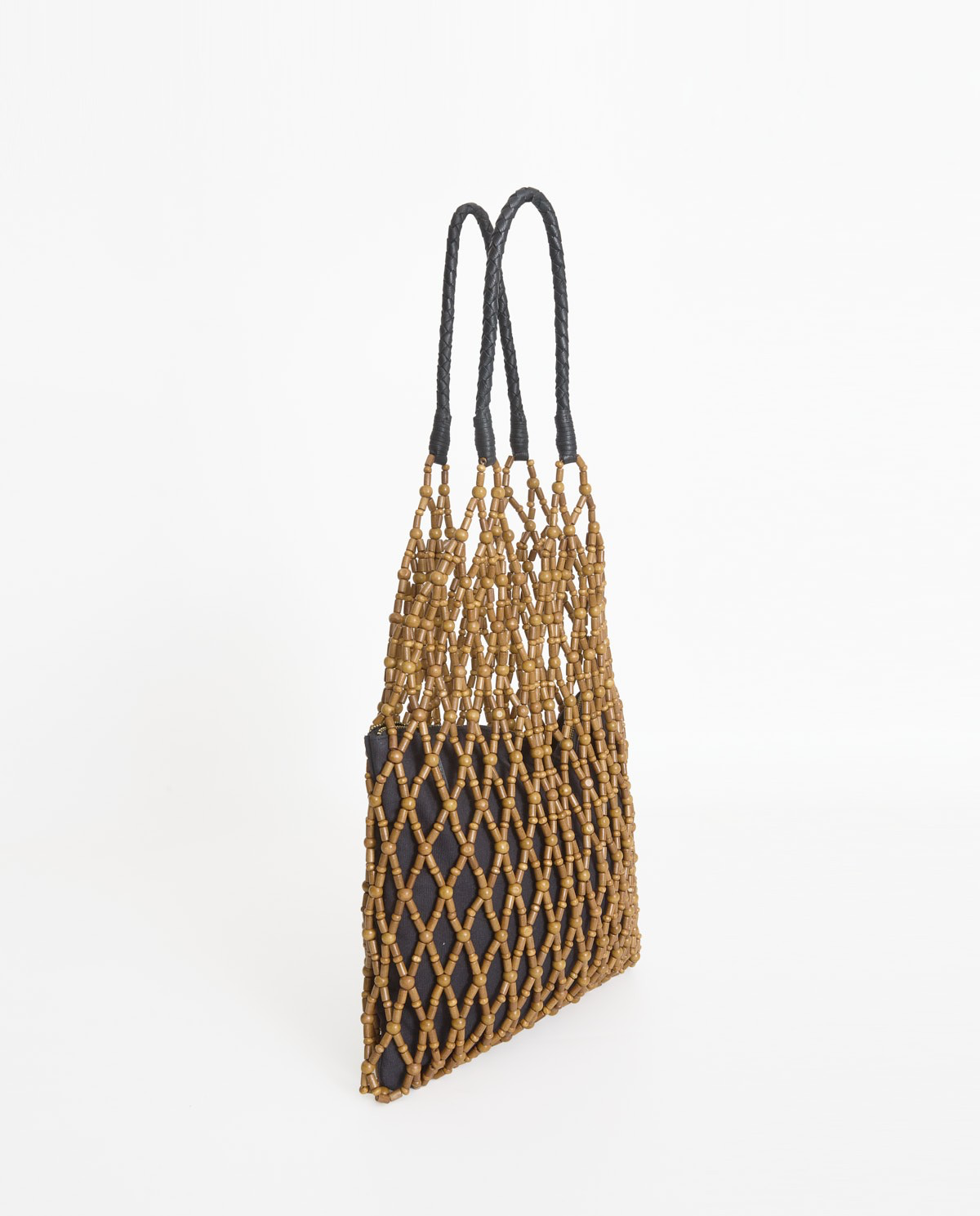 Mesh Bag with Wooden Beads