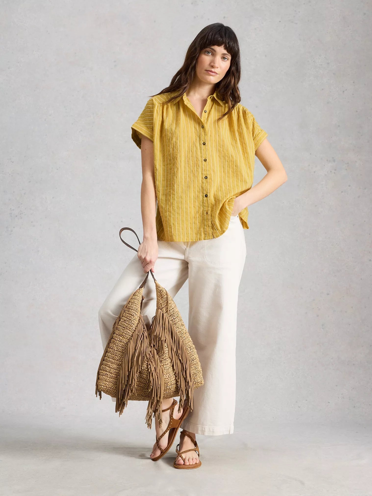 Orla Button Through Yellow Shirt