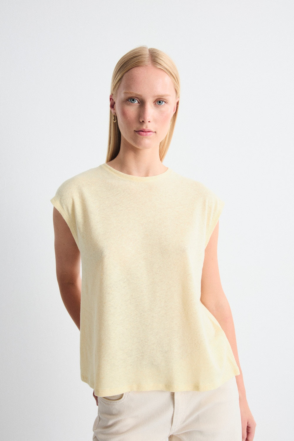 Luzara Cotton/Linen Cap Sleeve Tee