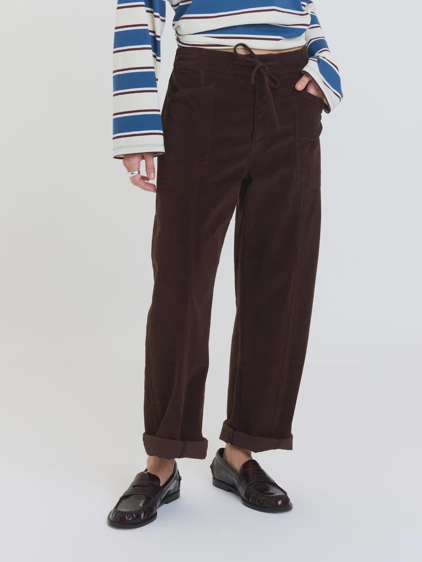 Villa Drawstring Pant - Chocolate Corduroy