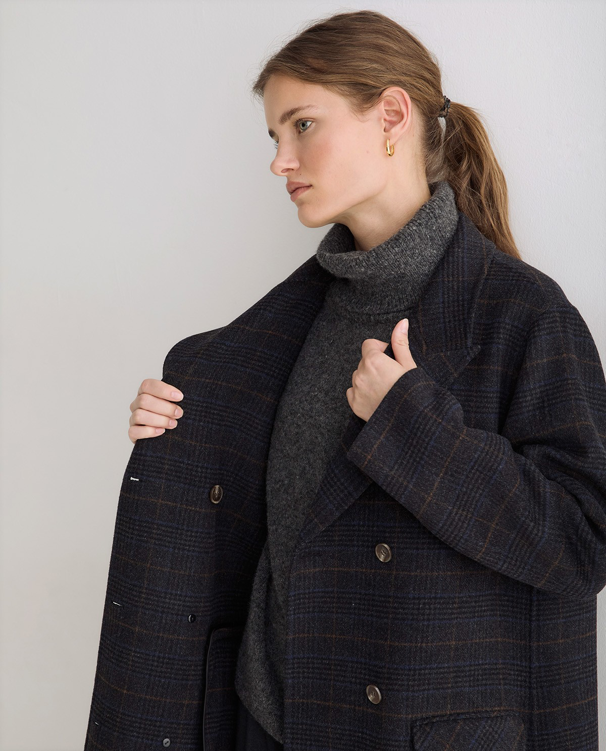 Long Handmade Check Coat