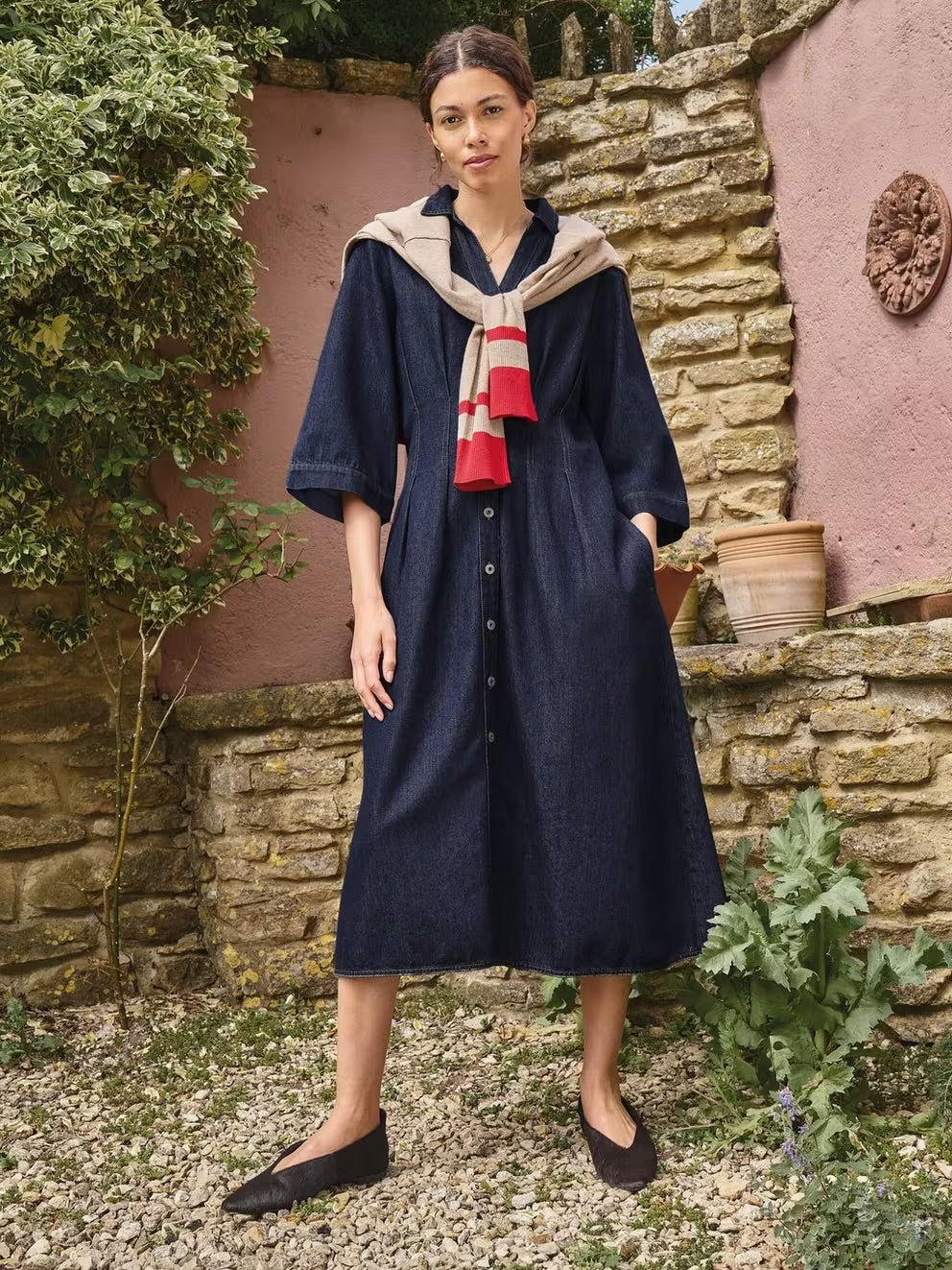 Luna Denim Pleat Dress