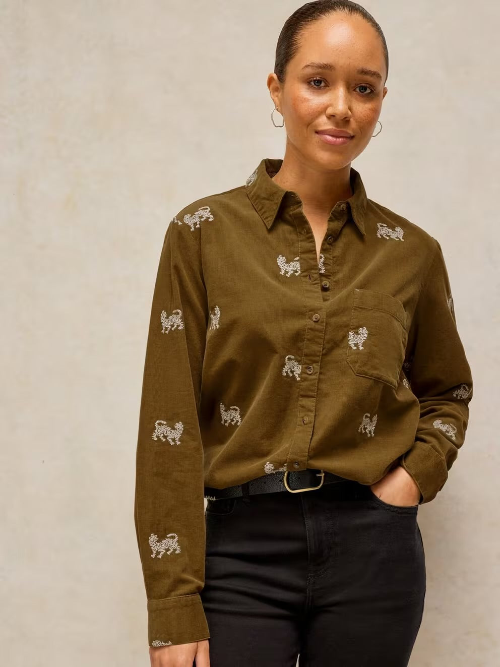 Libby Embroidered Cord Shirt