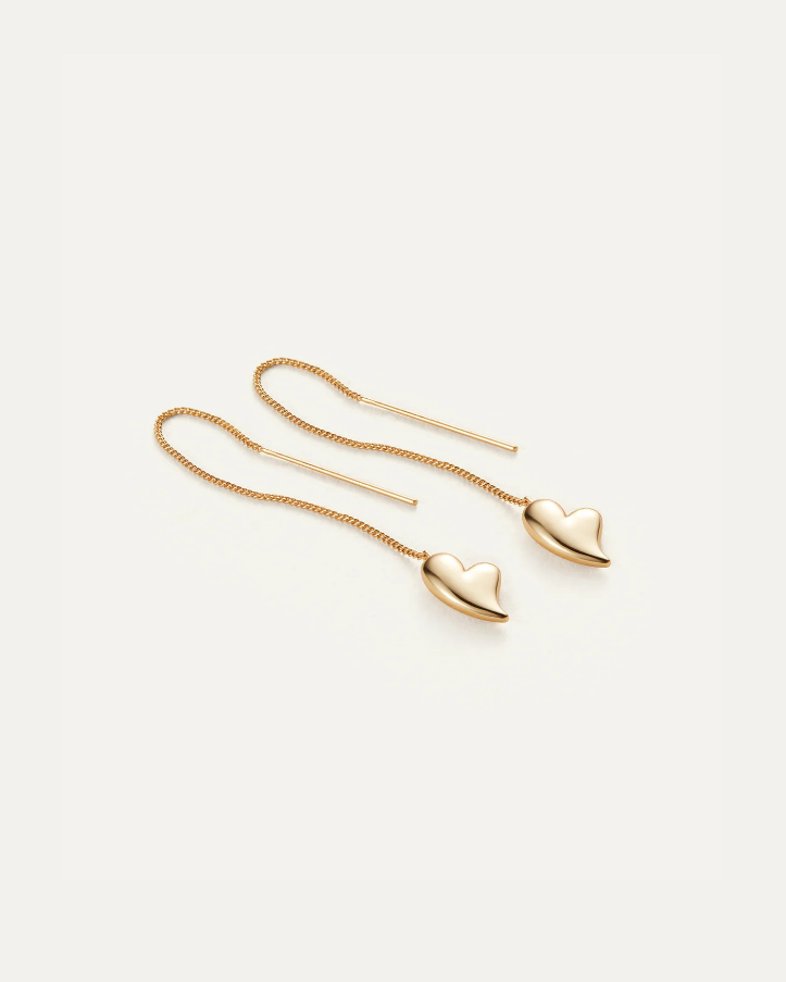 Puffy Heart Threader Earrings