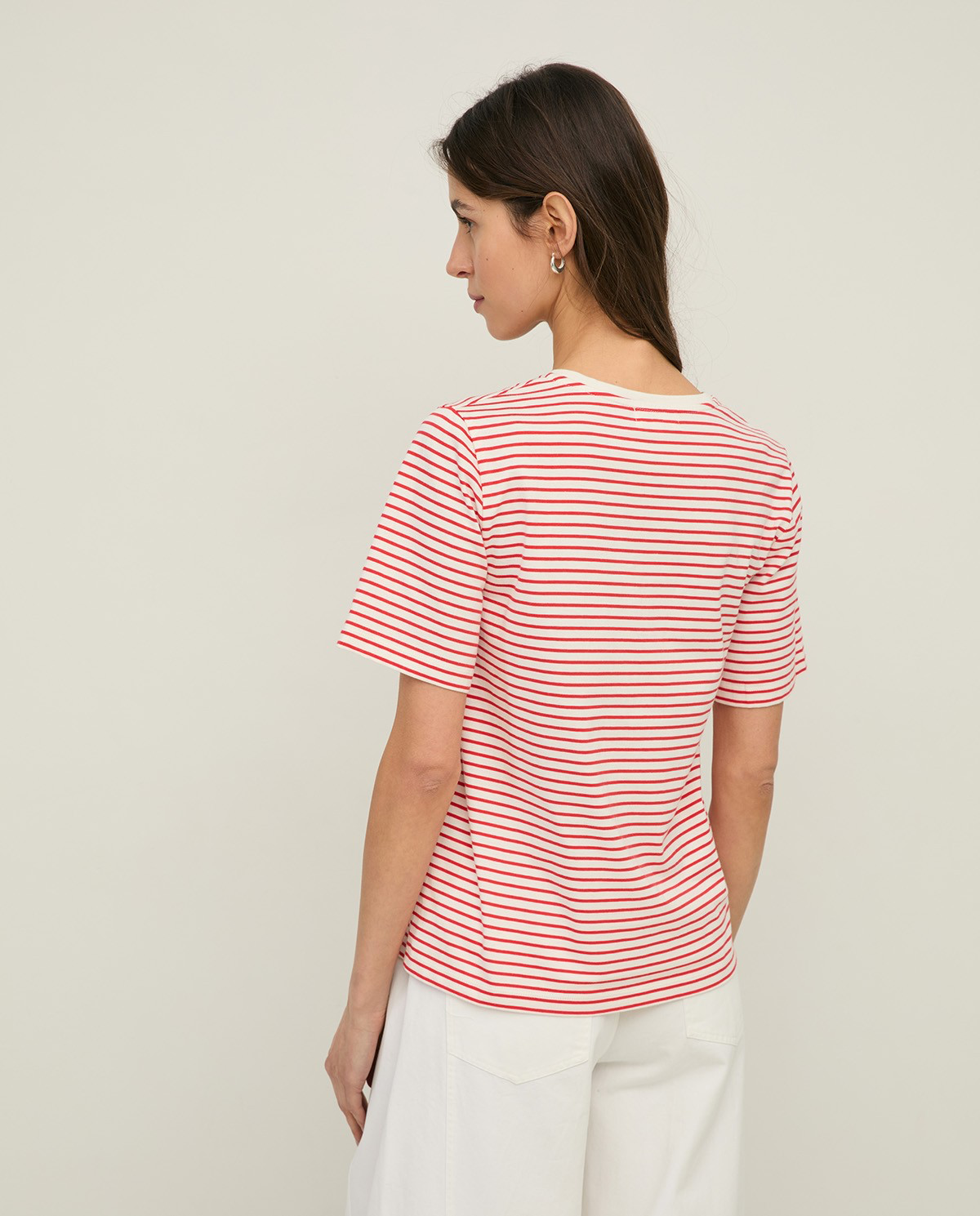 Striped Organic Cotton T-Shirt With Round Neckline