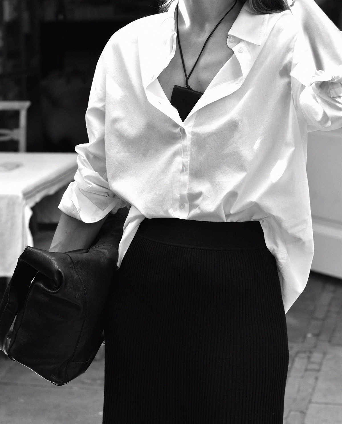 Black Leather Hobo Bag with Zip