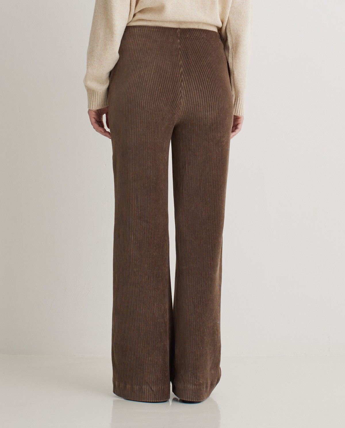 Taupe Wide Corduroy Blend Trousers