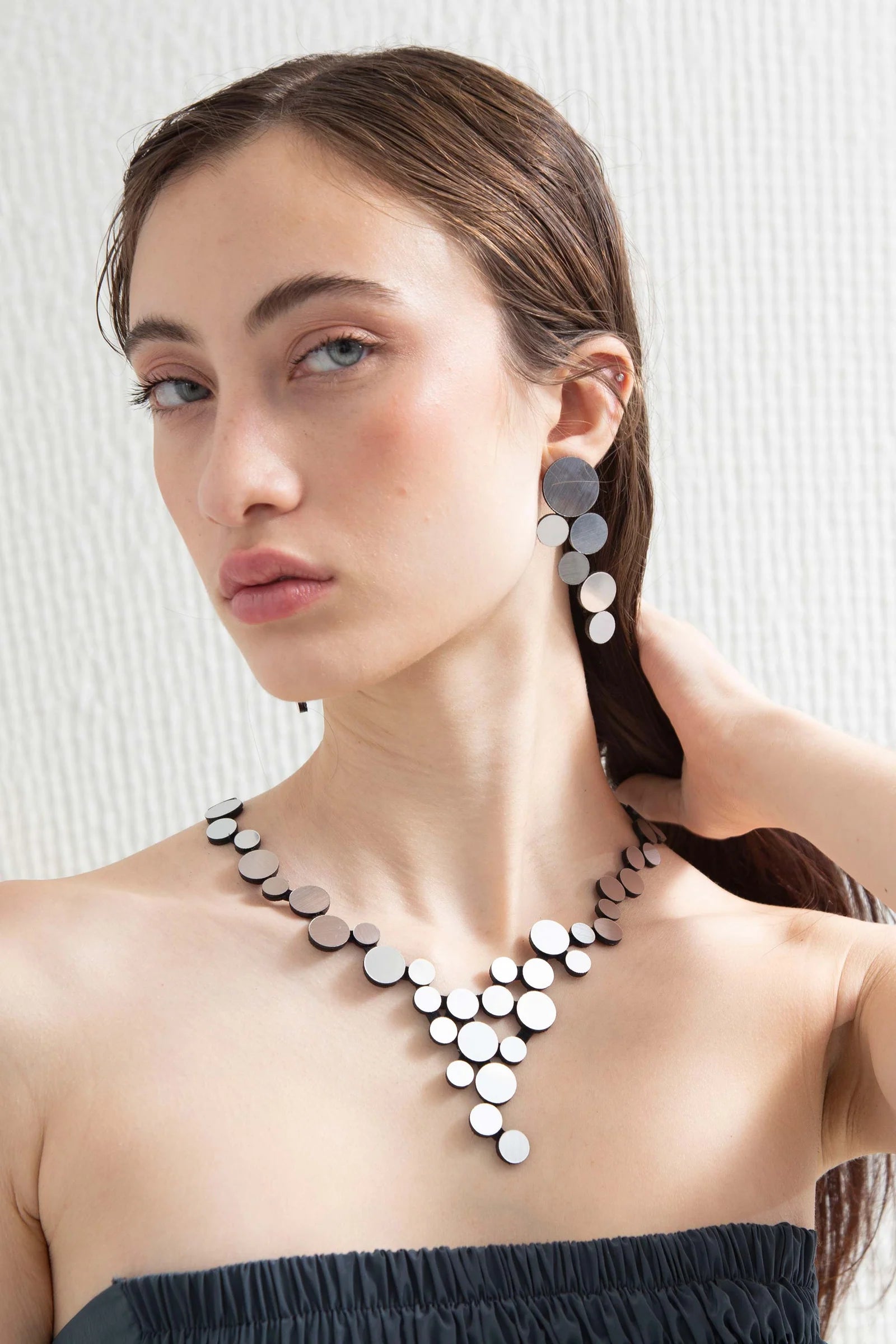 Large Abstraction Earring - Silver