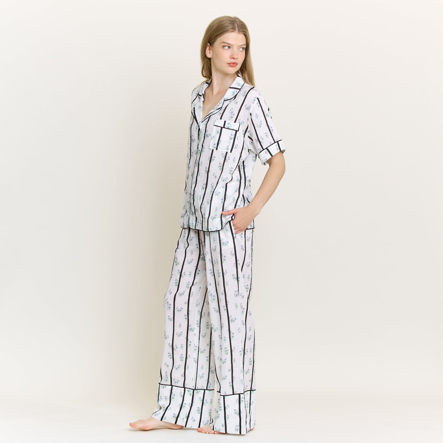 Good Life Ditsy Stripe Short Sleeve PJ Set