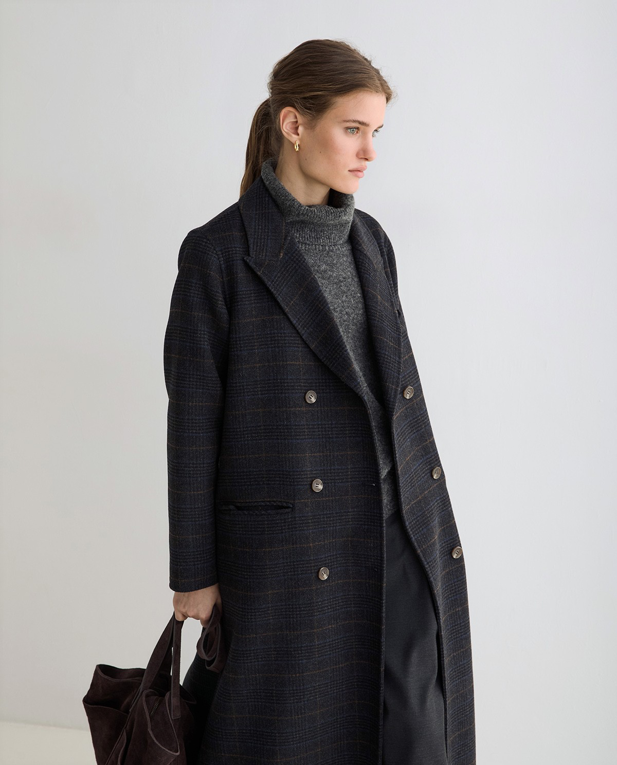 Long Handmade Check Coat