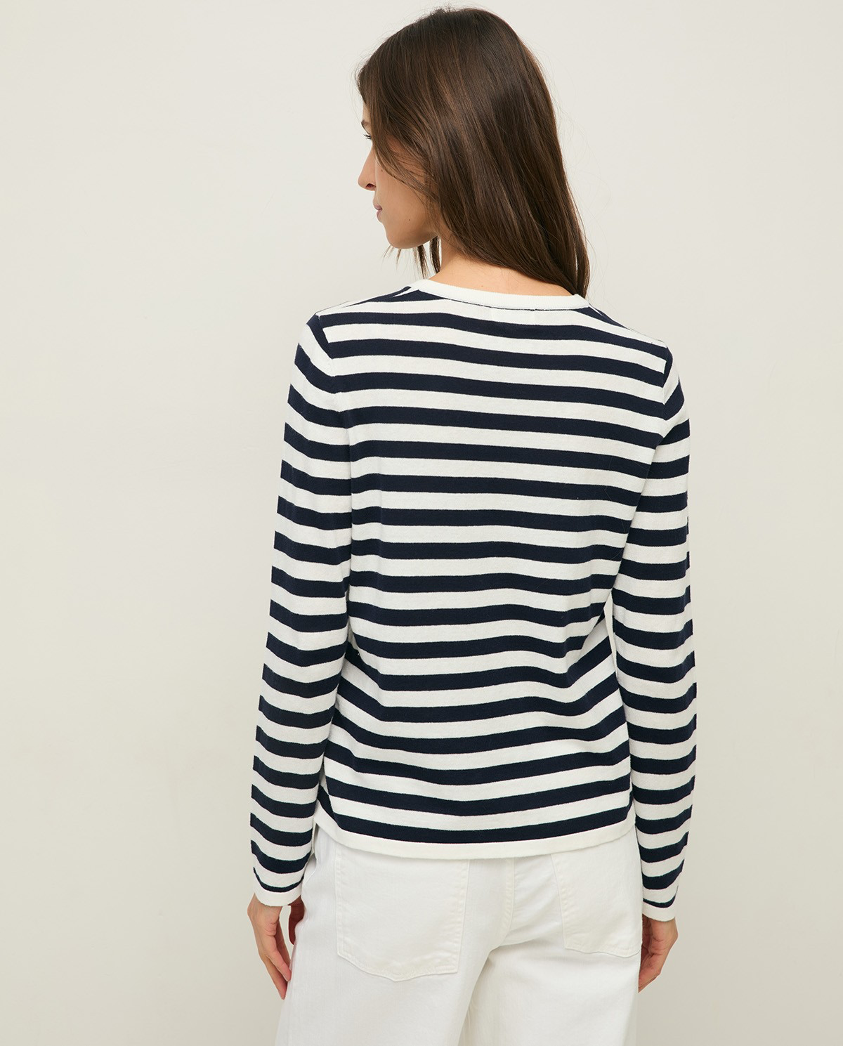 Cotton Sweater with Striped Print