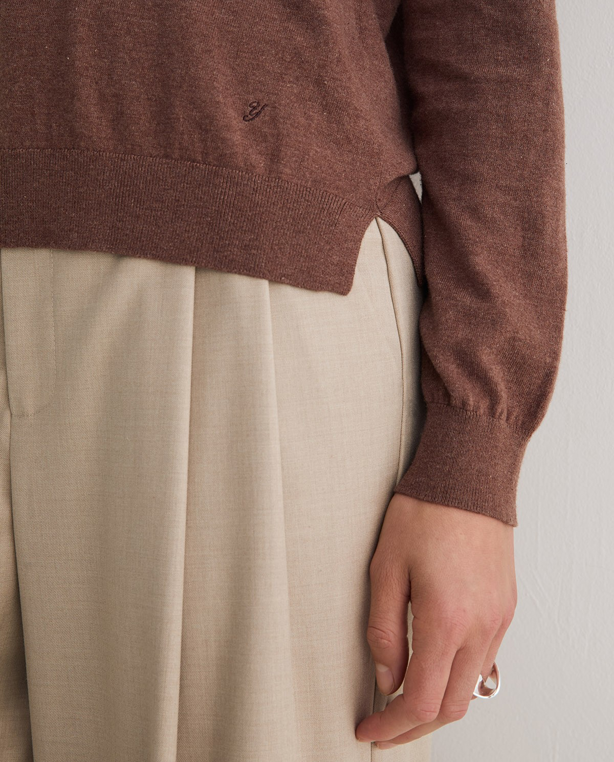 V-Neck Sweater With Embroidered Logo