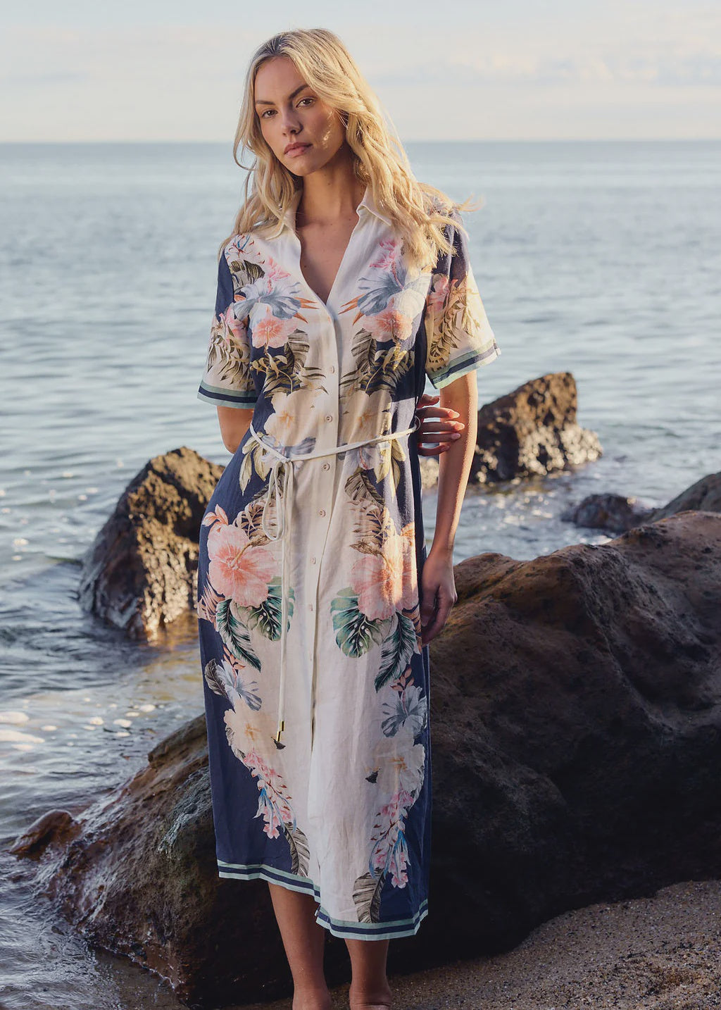 Solara Placement Print Shirt Dress