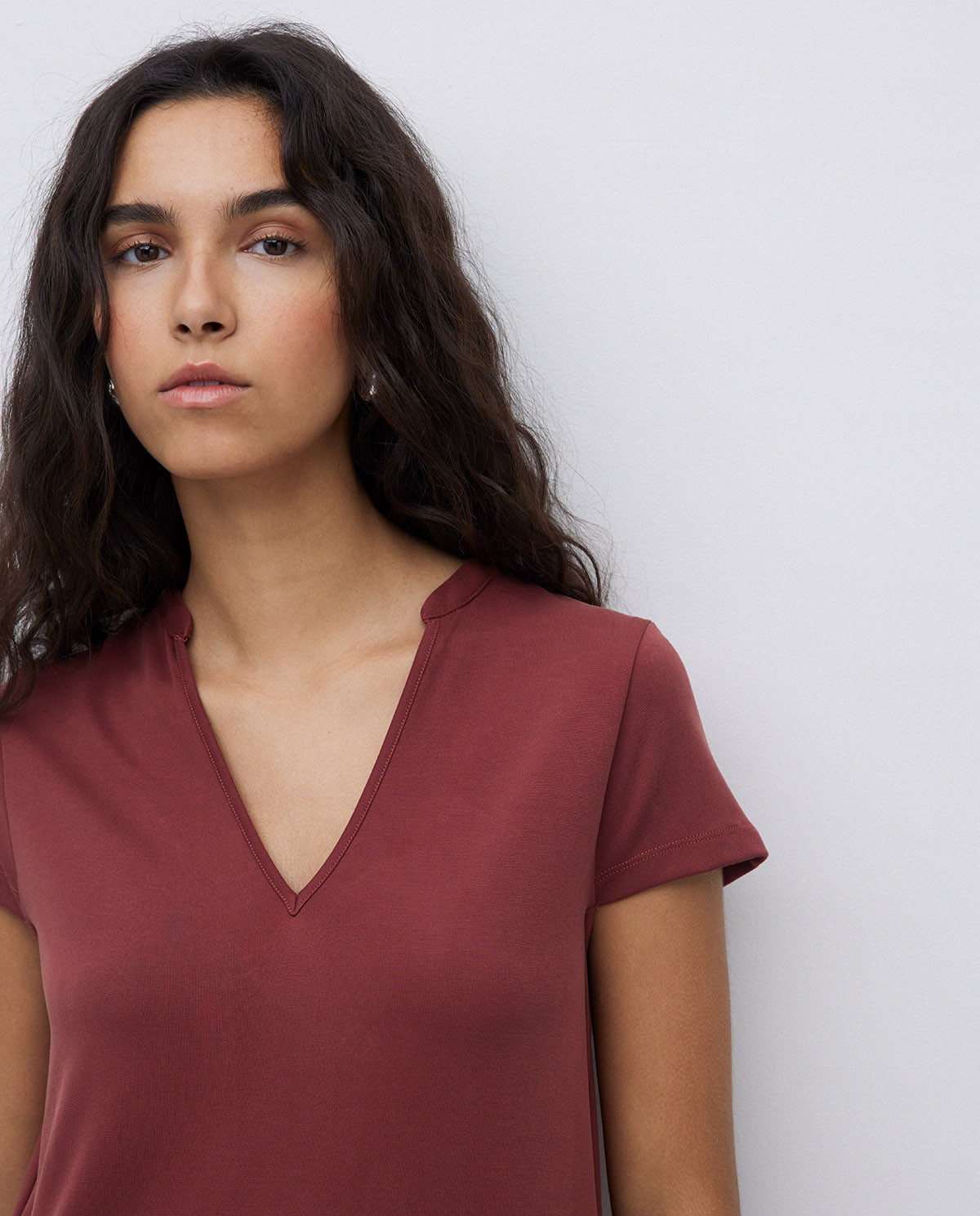 Burgundy Cap-Sleeve Midi Dress