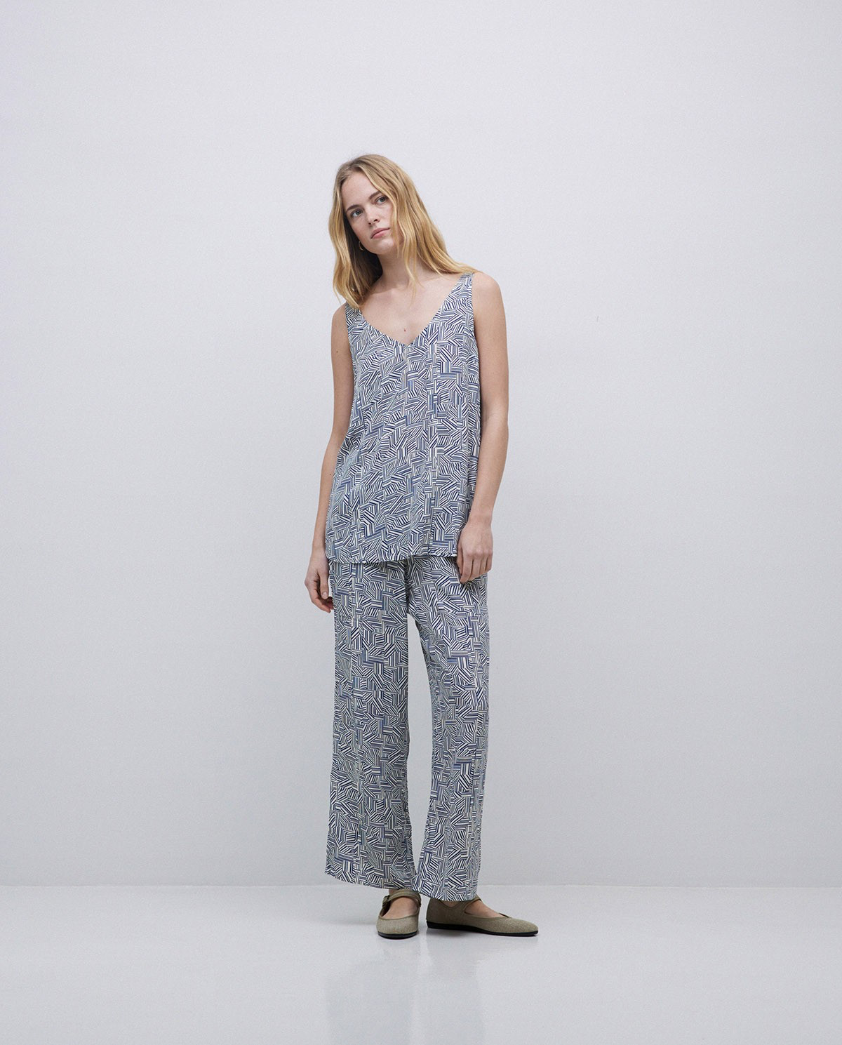 Blue Geometric Camisole Top