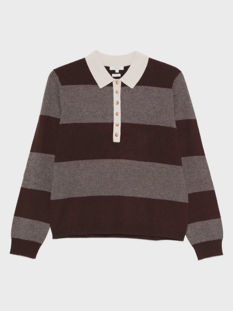 Striped Jumper Polo Neck Pullover