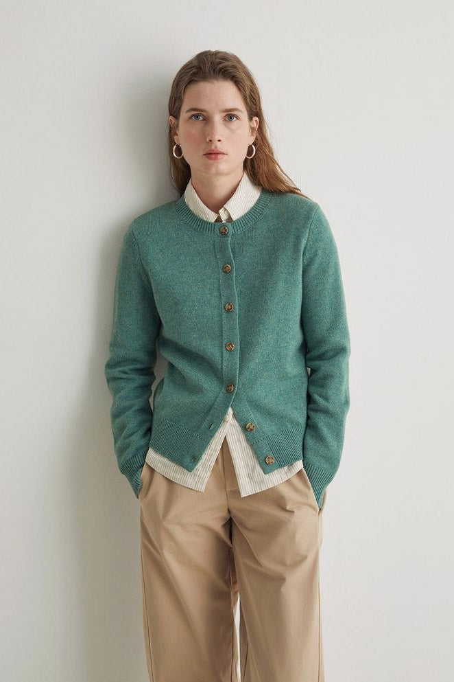 Wool Blend Green Cardigan