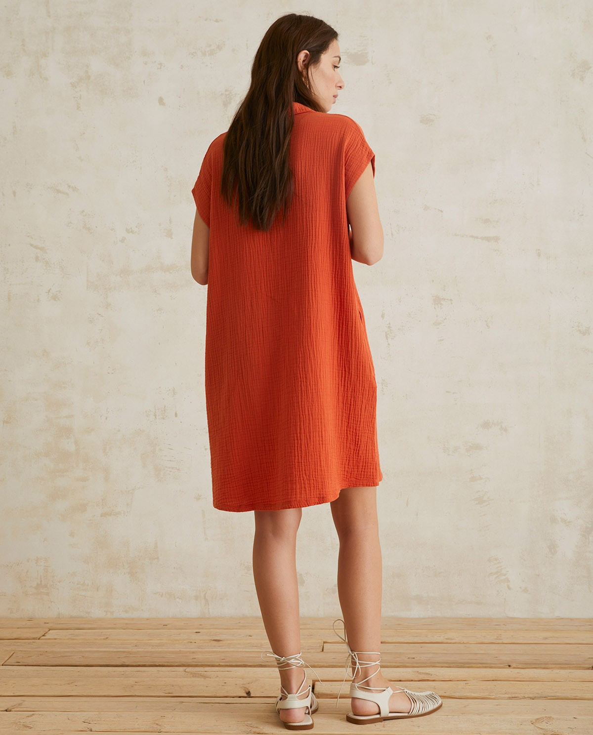 Polo-Neck Cotton Dress