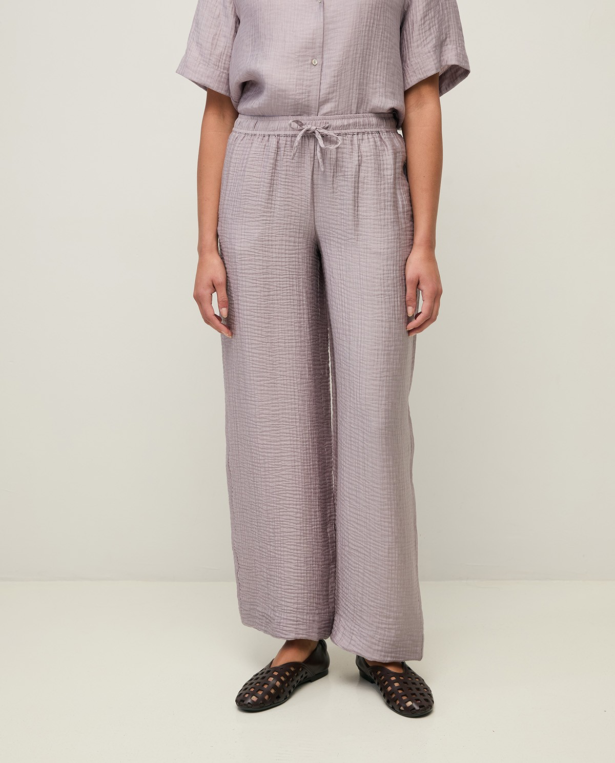 Flowy Wrinkle Effect Wide Leg Trouser