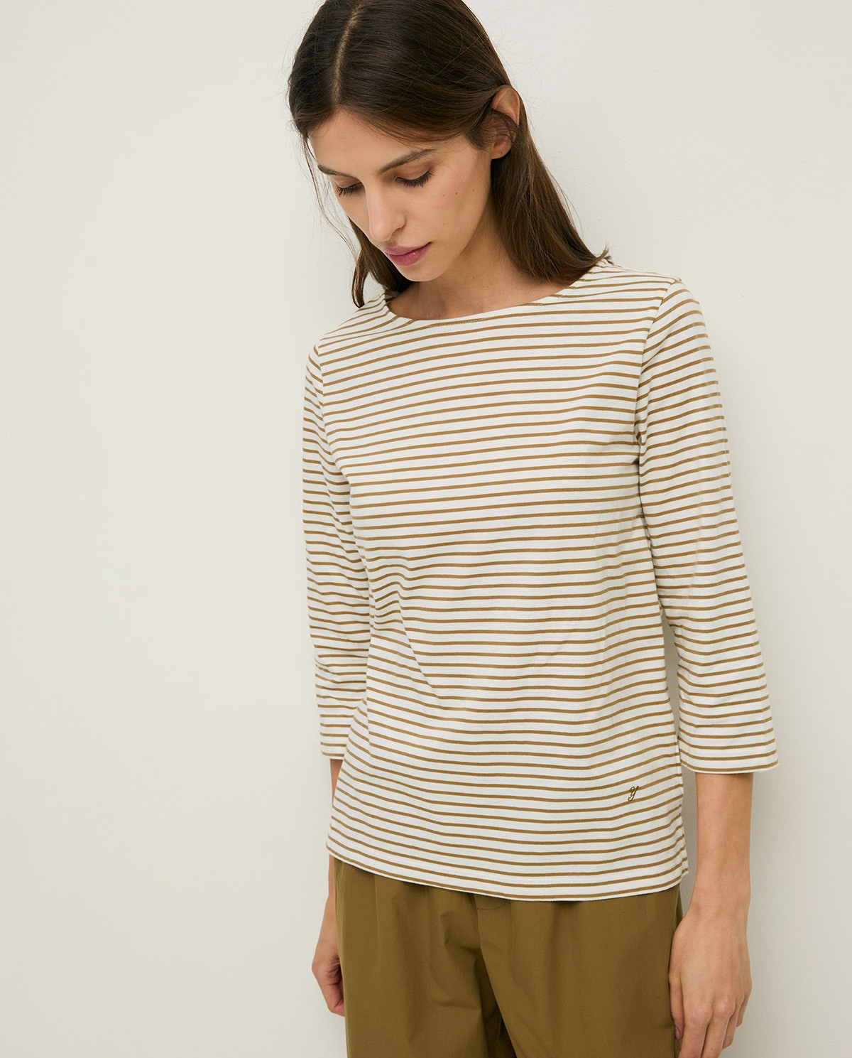 Striped Organic Cotton Bateau Neck T-Shirt