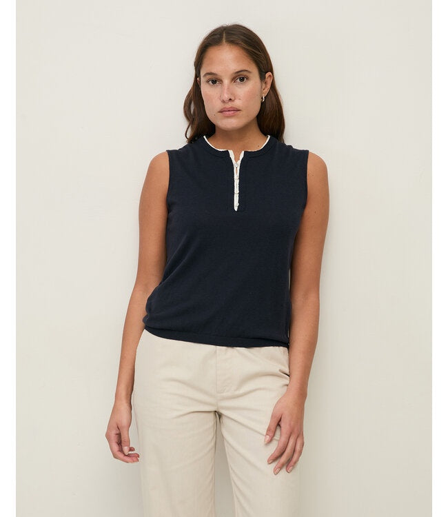 Cotton Linen Henley Top