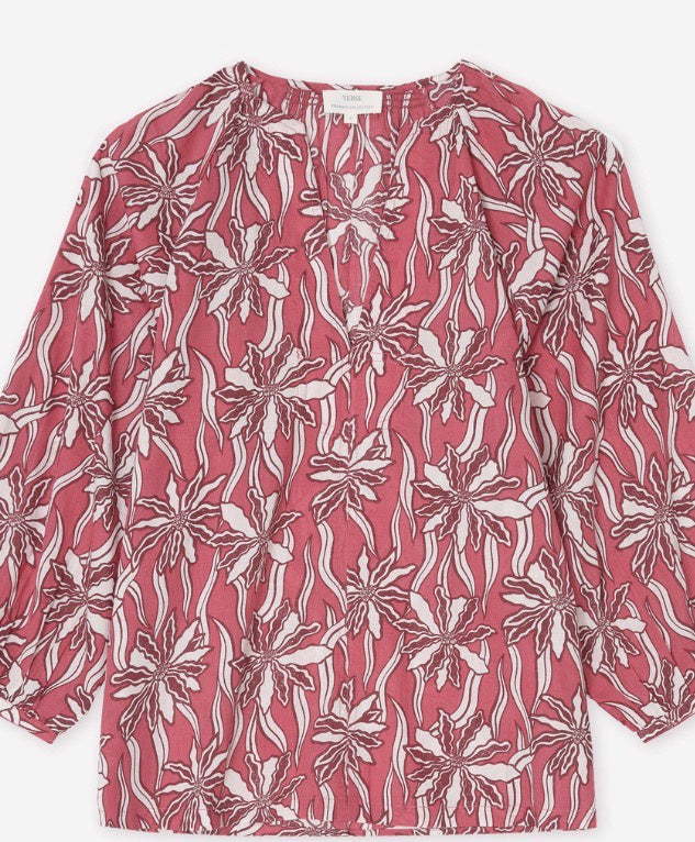 Organic Cotton Henley Neckline Blouse