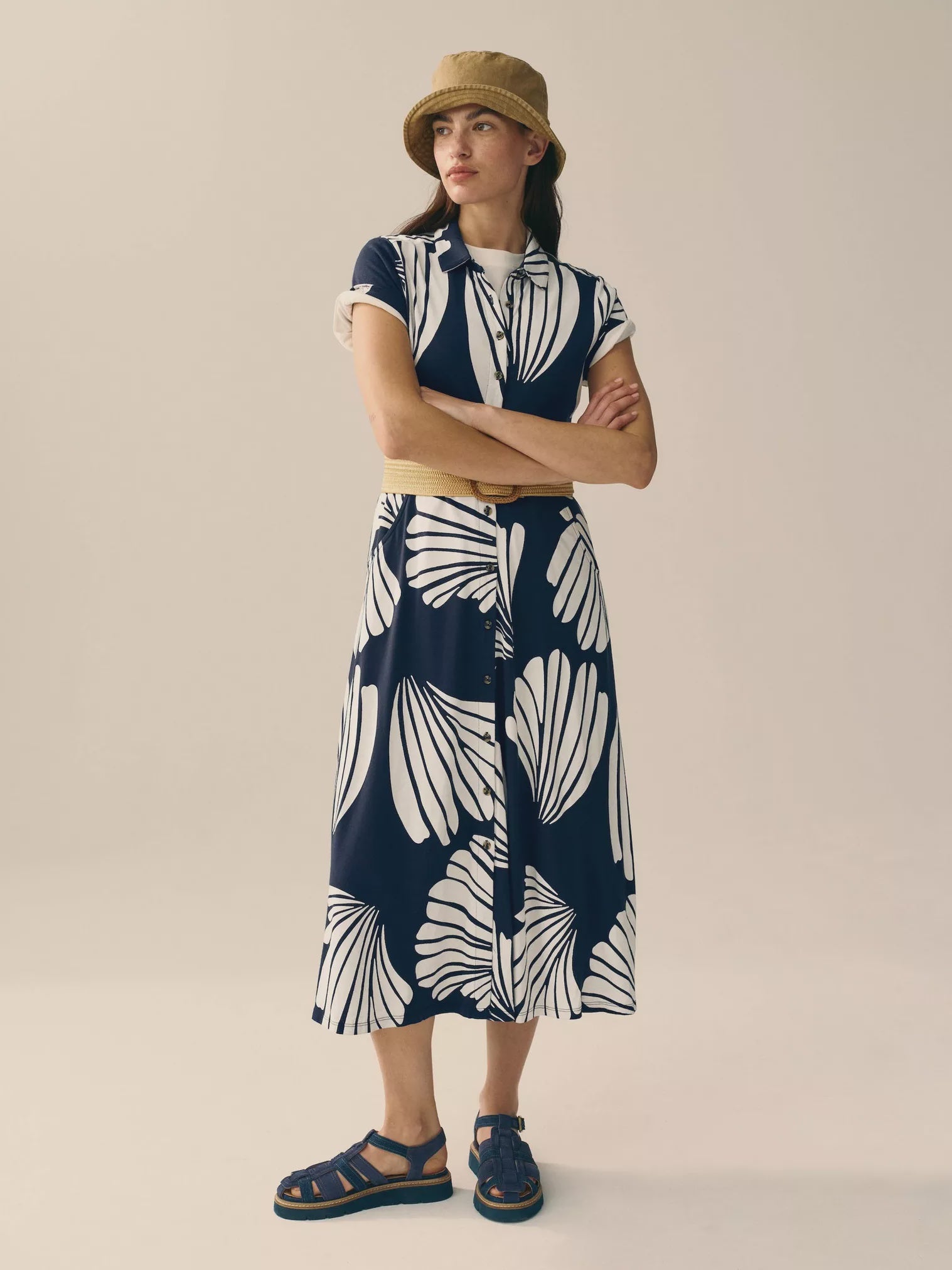 Rua Jersey Navy Shirt Dress