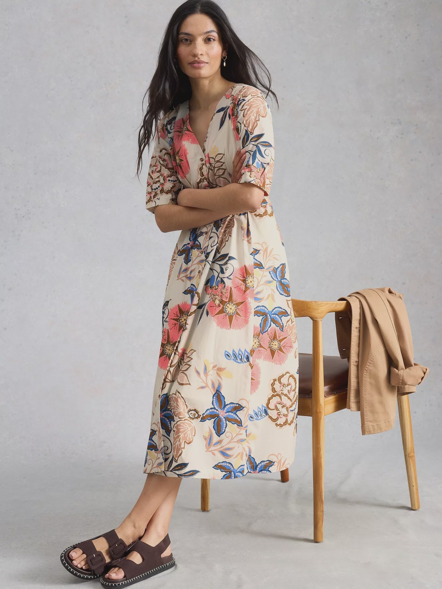 Kate Button Through Midi Dress