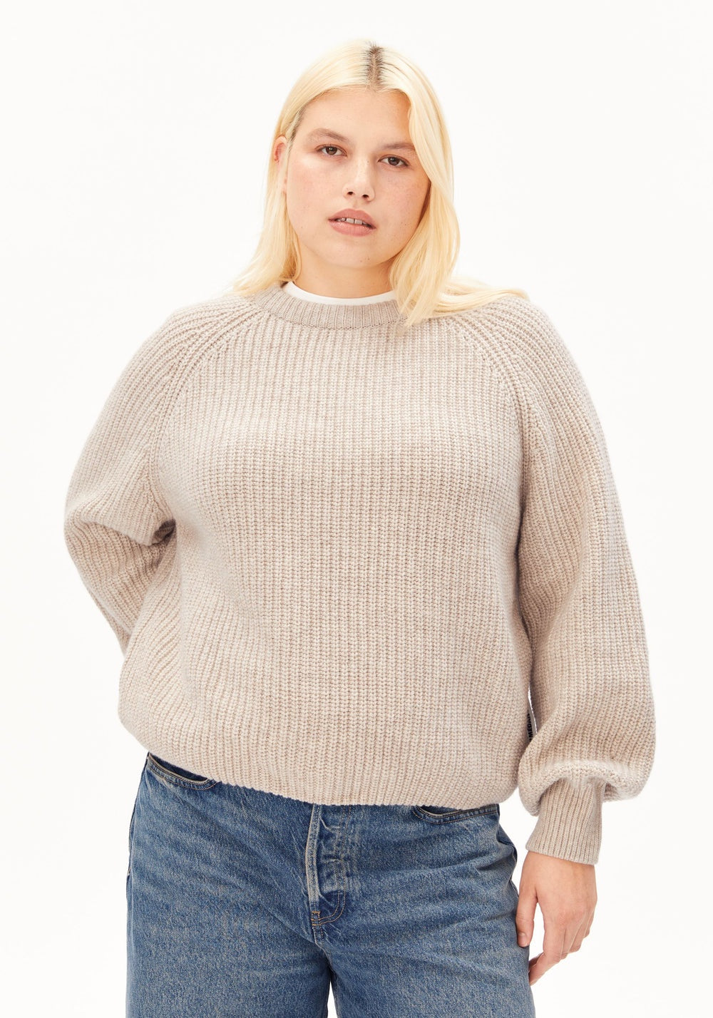 Rib Knit Sweater Organic Wool Blend