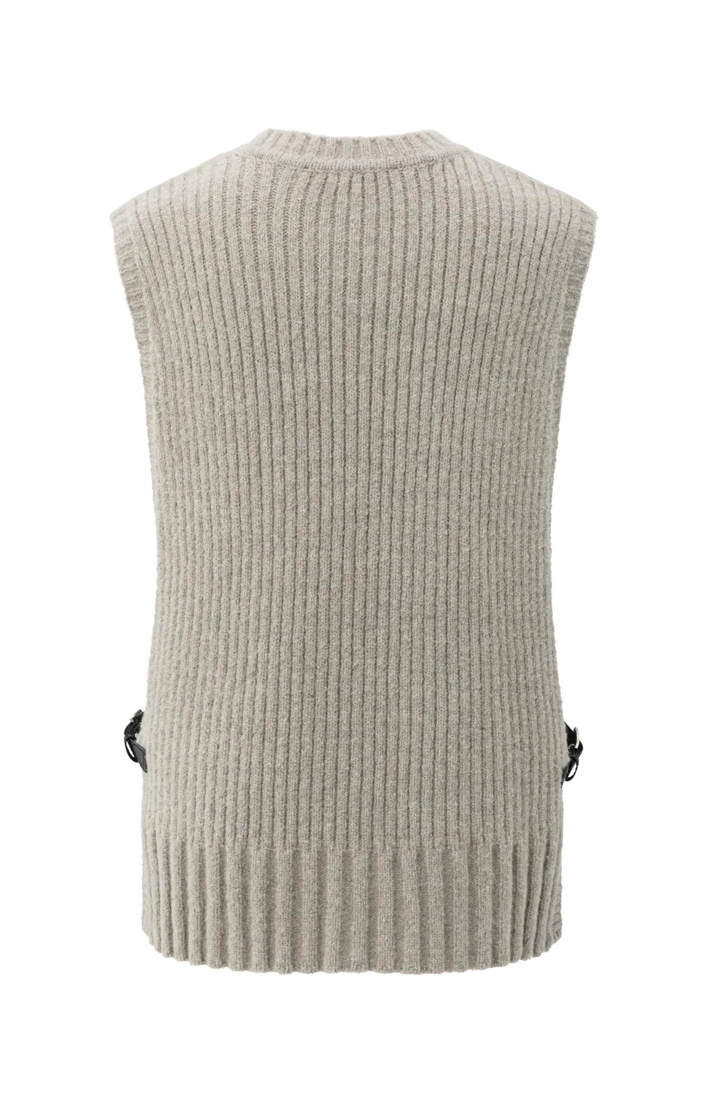 Ribbed Sleeveless Sweater w Side Buckle