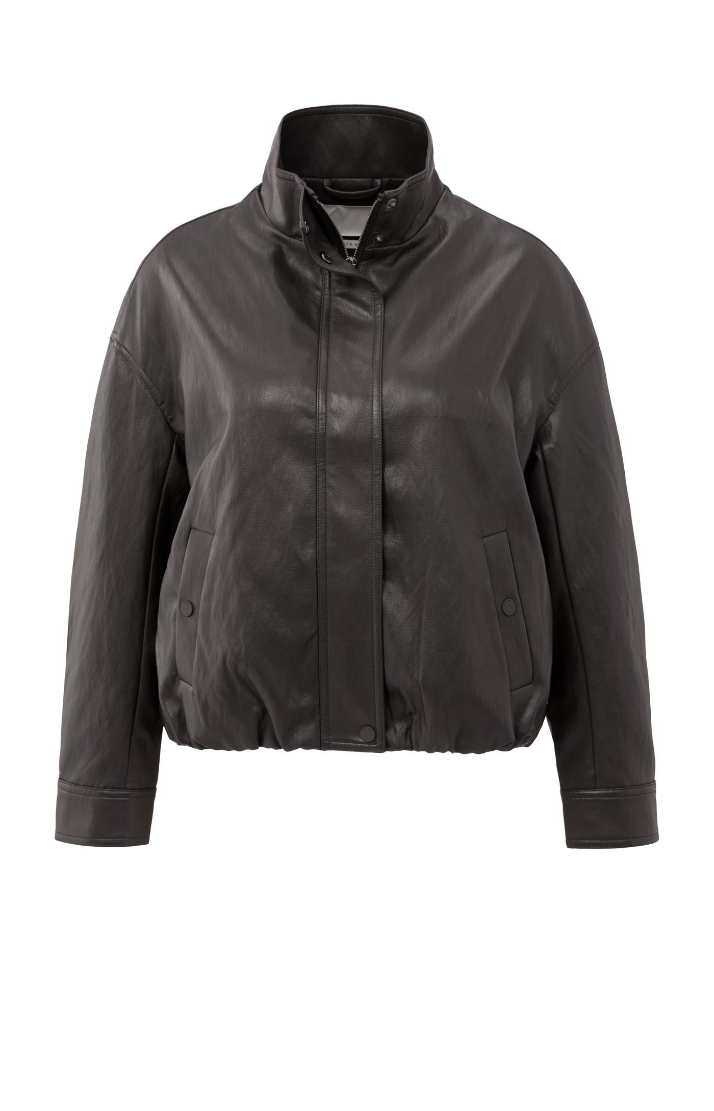 Faux Leather Balloon Hem Jacket