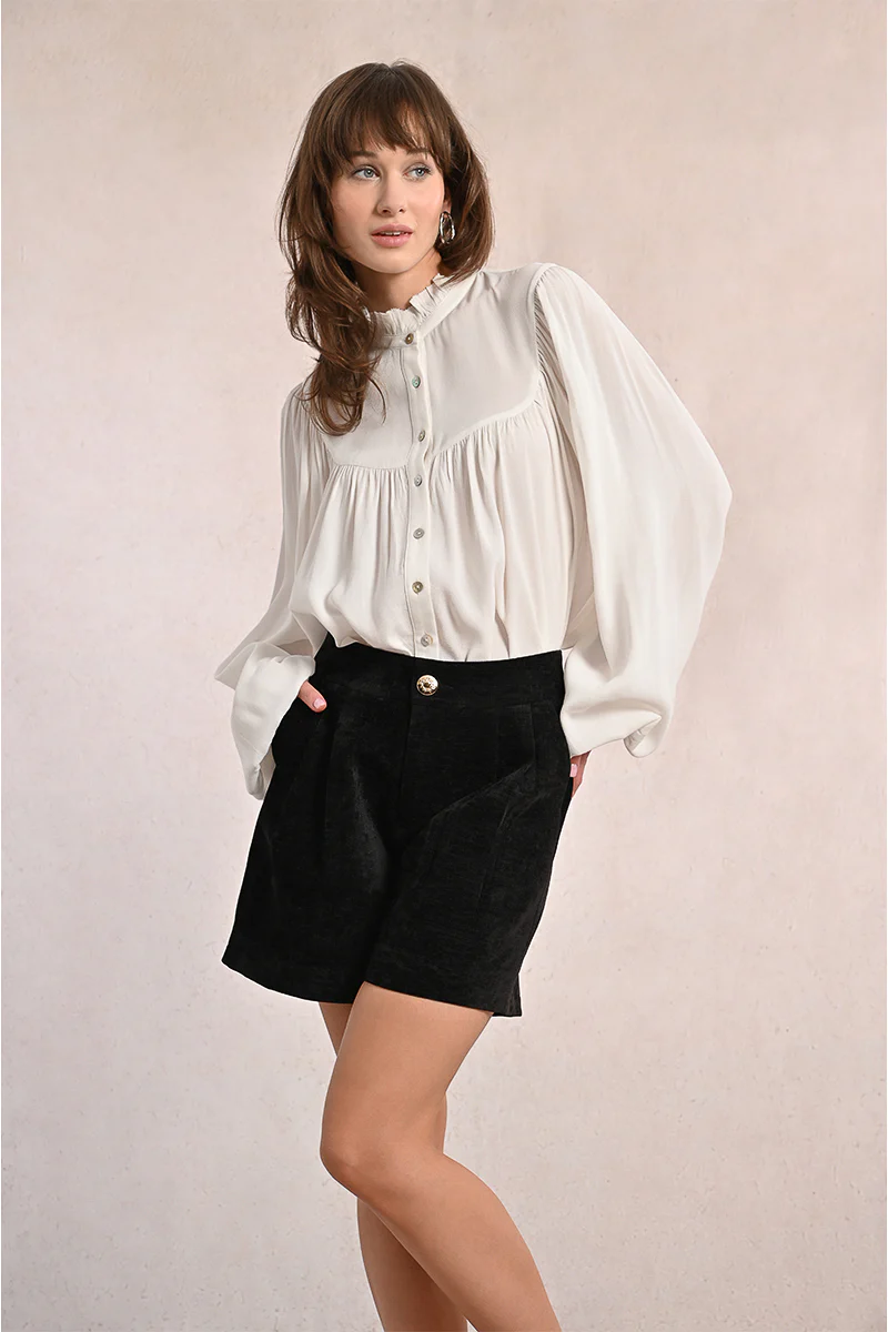 High-Waisted Velvet Shorts