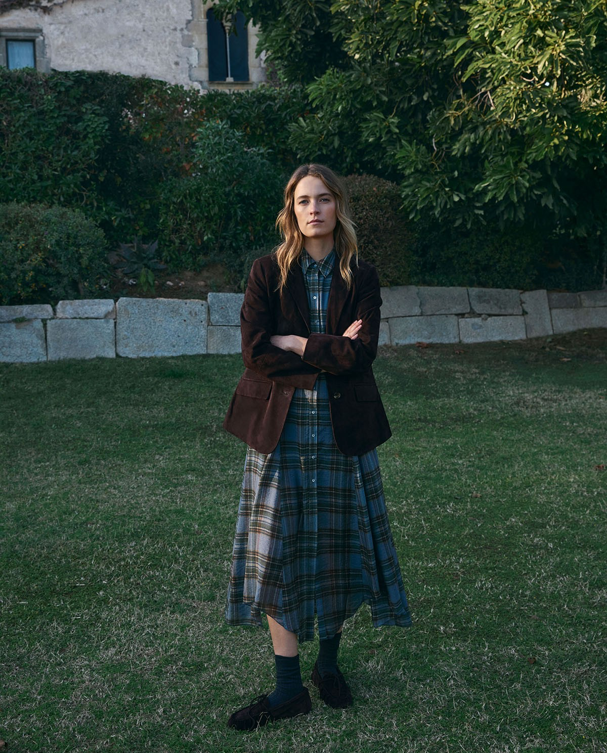 Midi Check-Print Dress