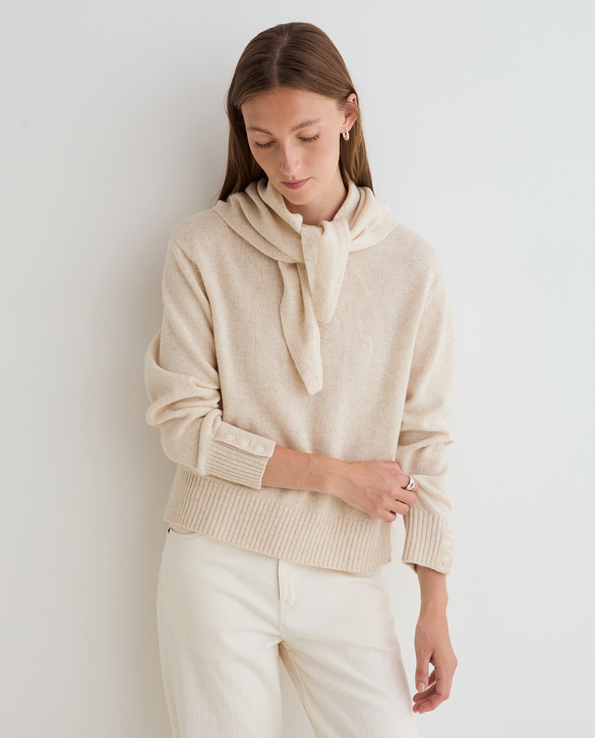 Scarf-Detail Sweater