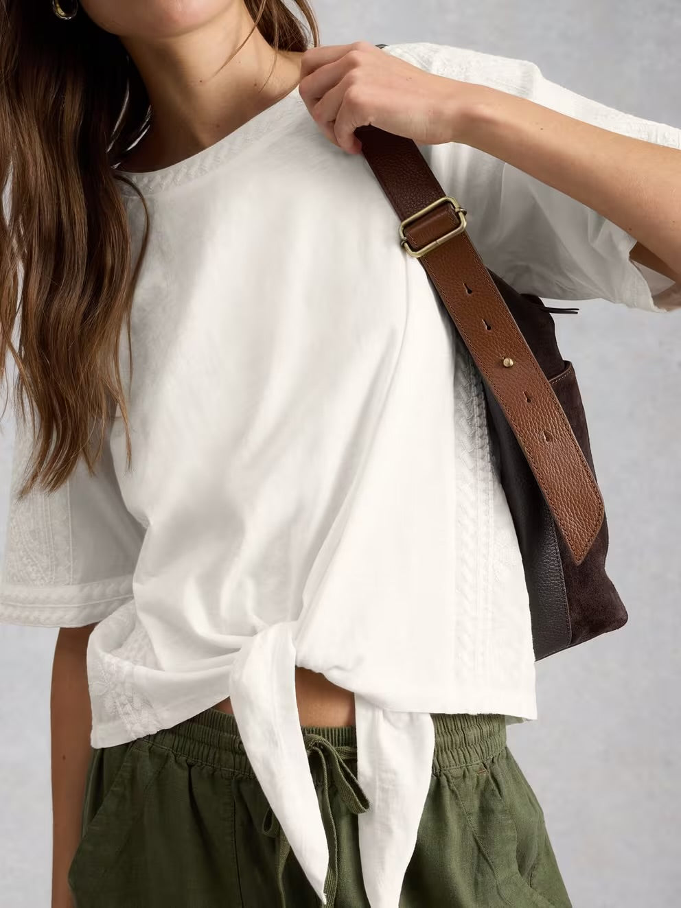 Embroidered Tie Hem Top