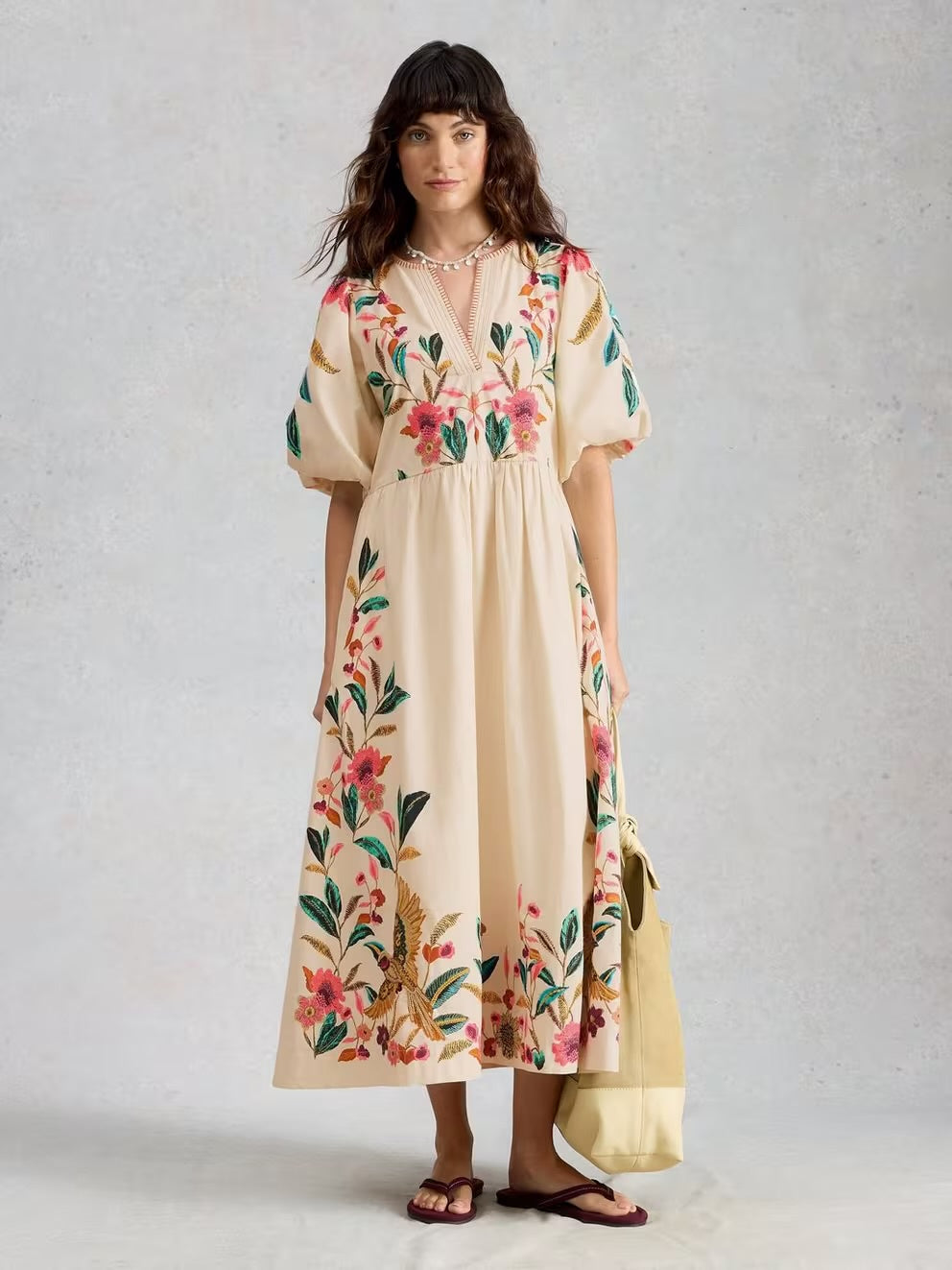 Maeve Embroidered Midi Dress