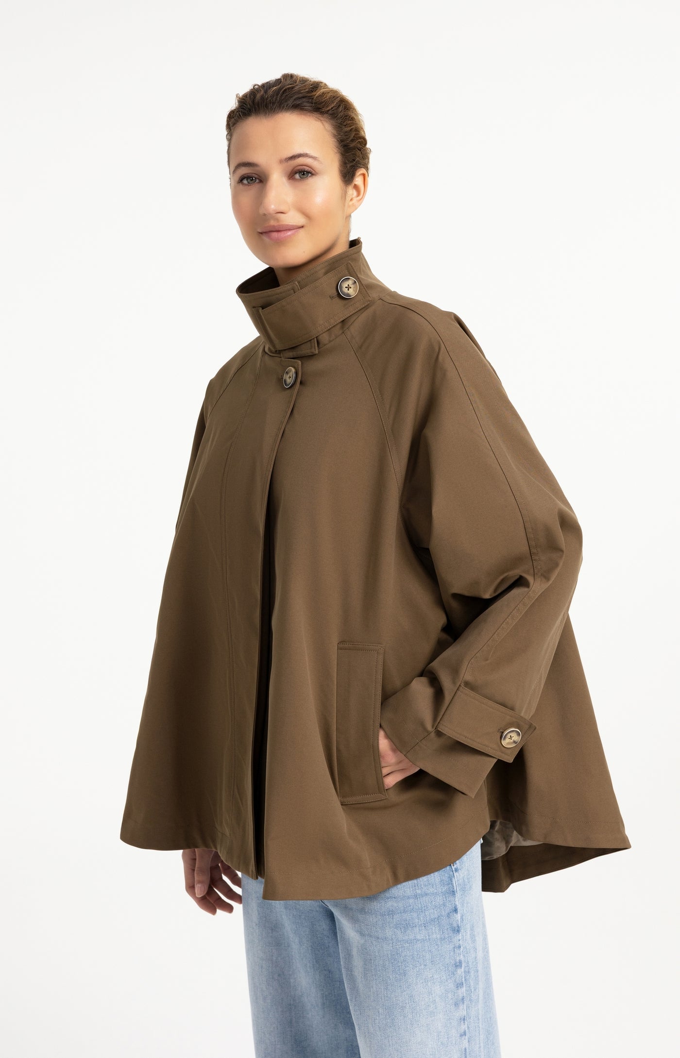 Woven A-Line Trench Coat
