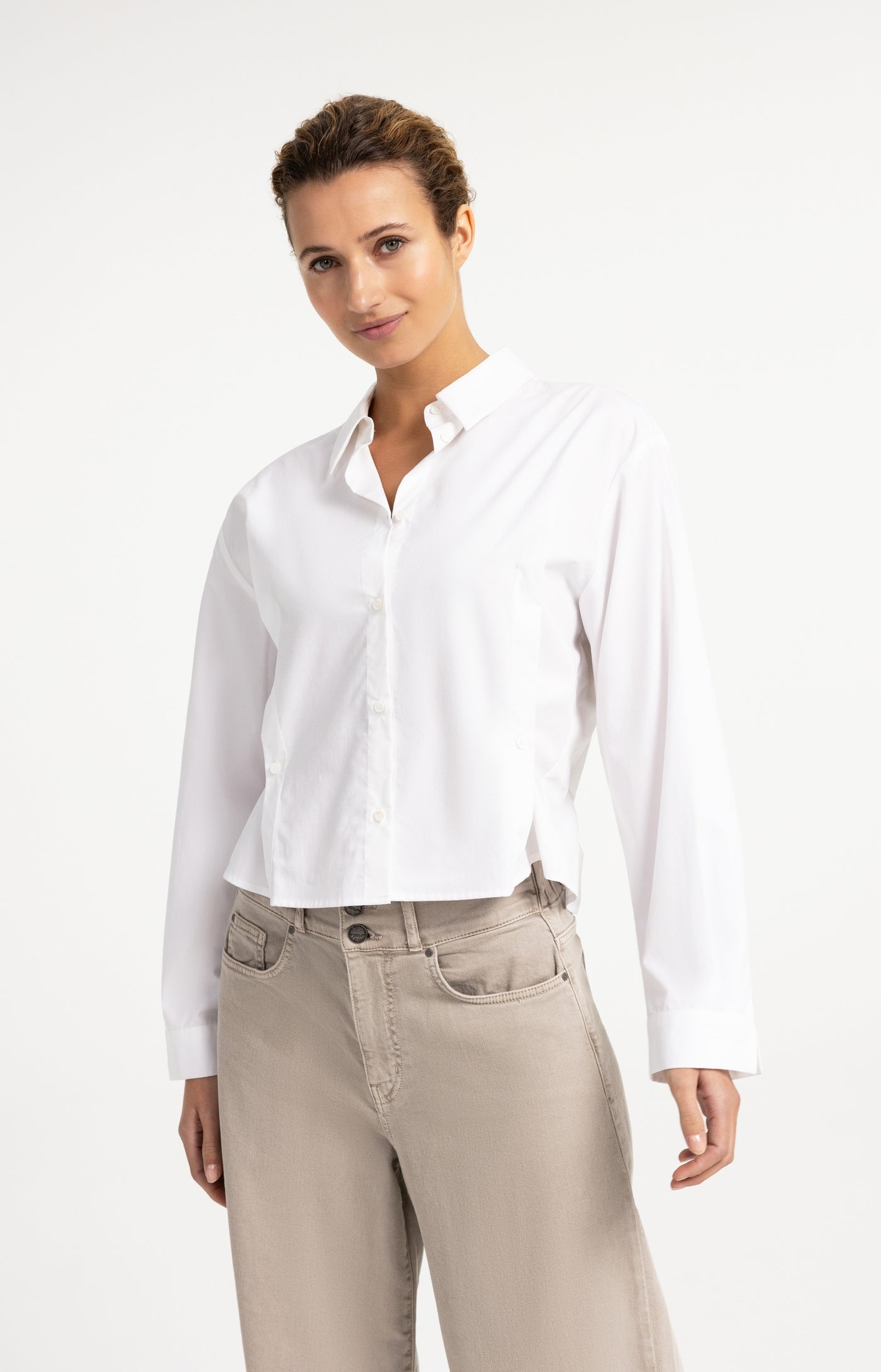 Poplin Blouse with Button Detail