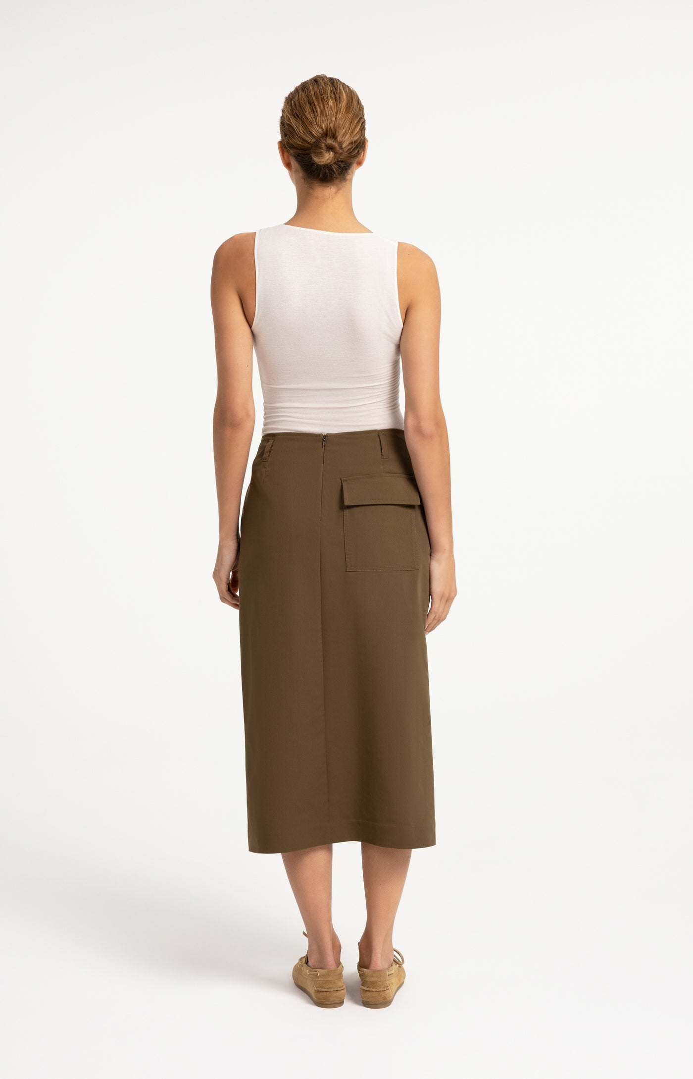Woven Cargo Midi Skirt