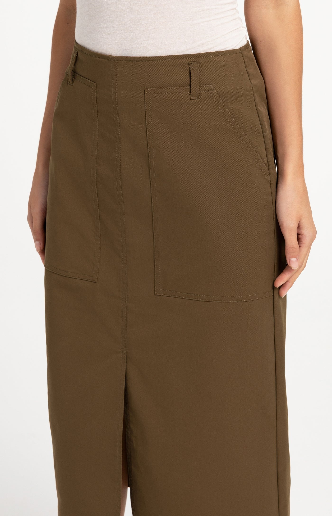 Woven Cargo Midi Skirt