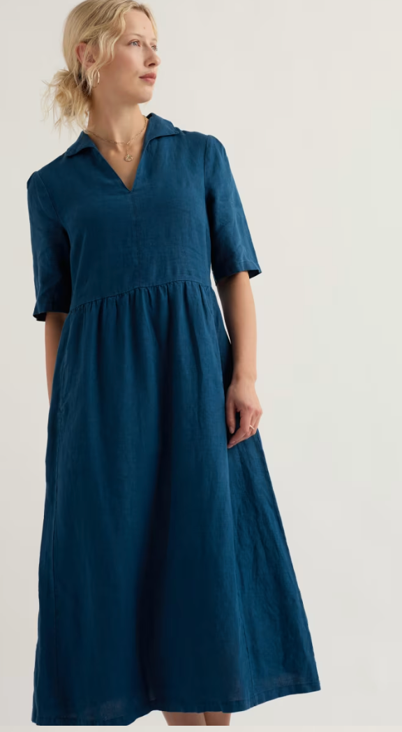 Fen Violet Linen Midi Dress