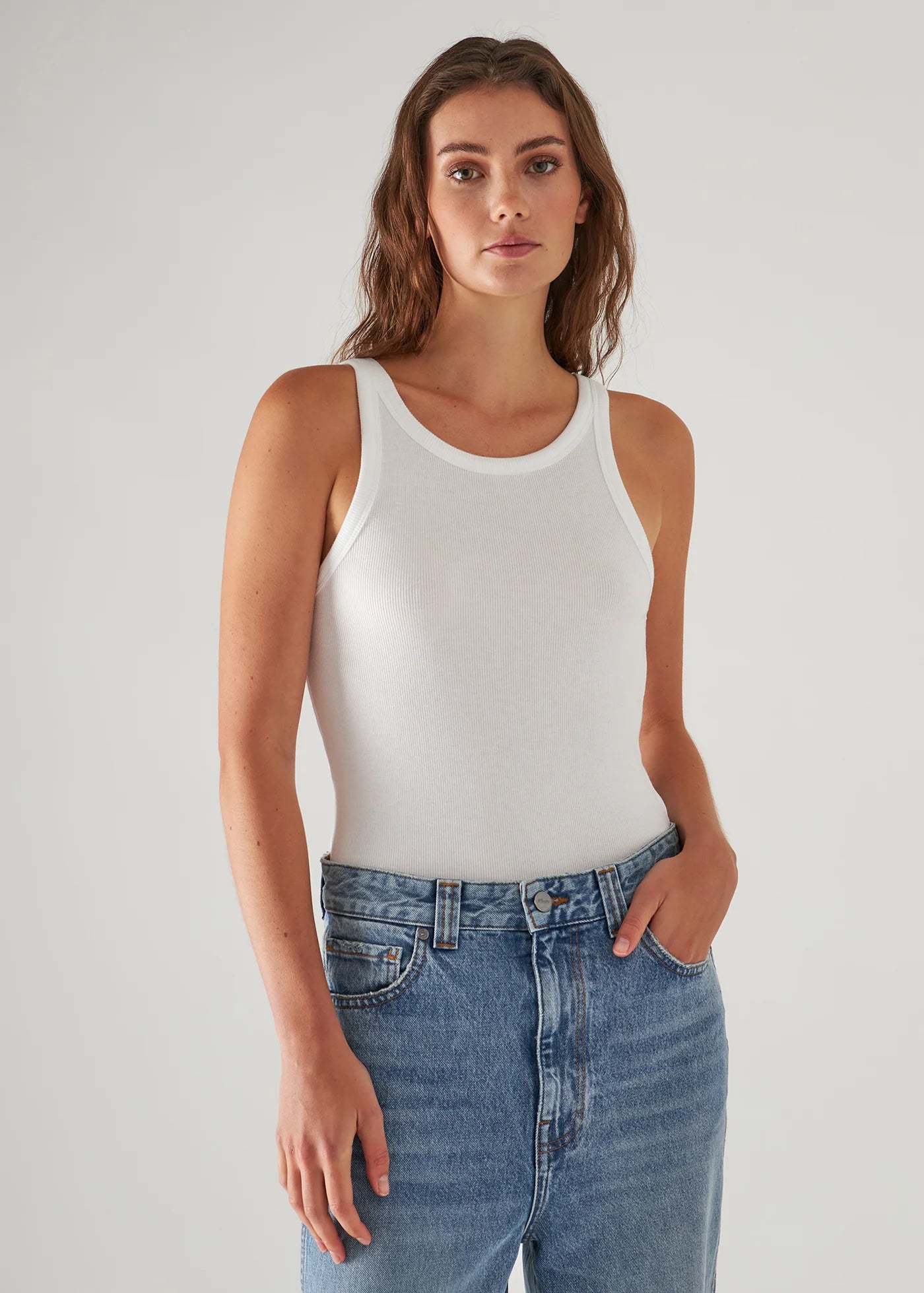 Pima Cotton High Crew Rib Tank