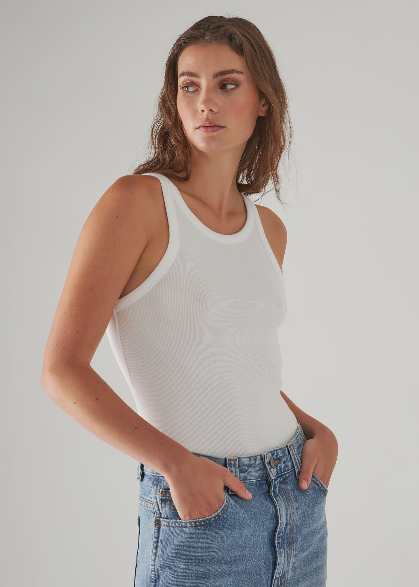 Pima Cotton High Crew Rib Tank