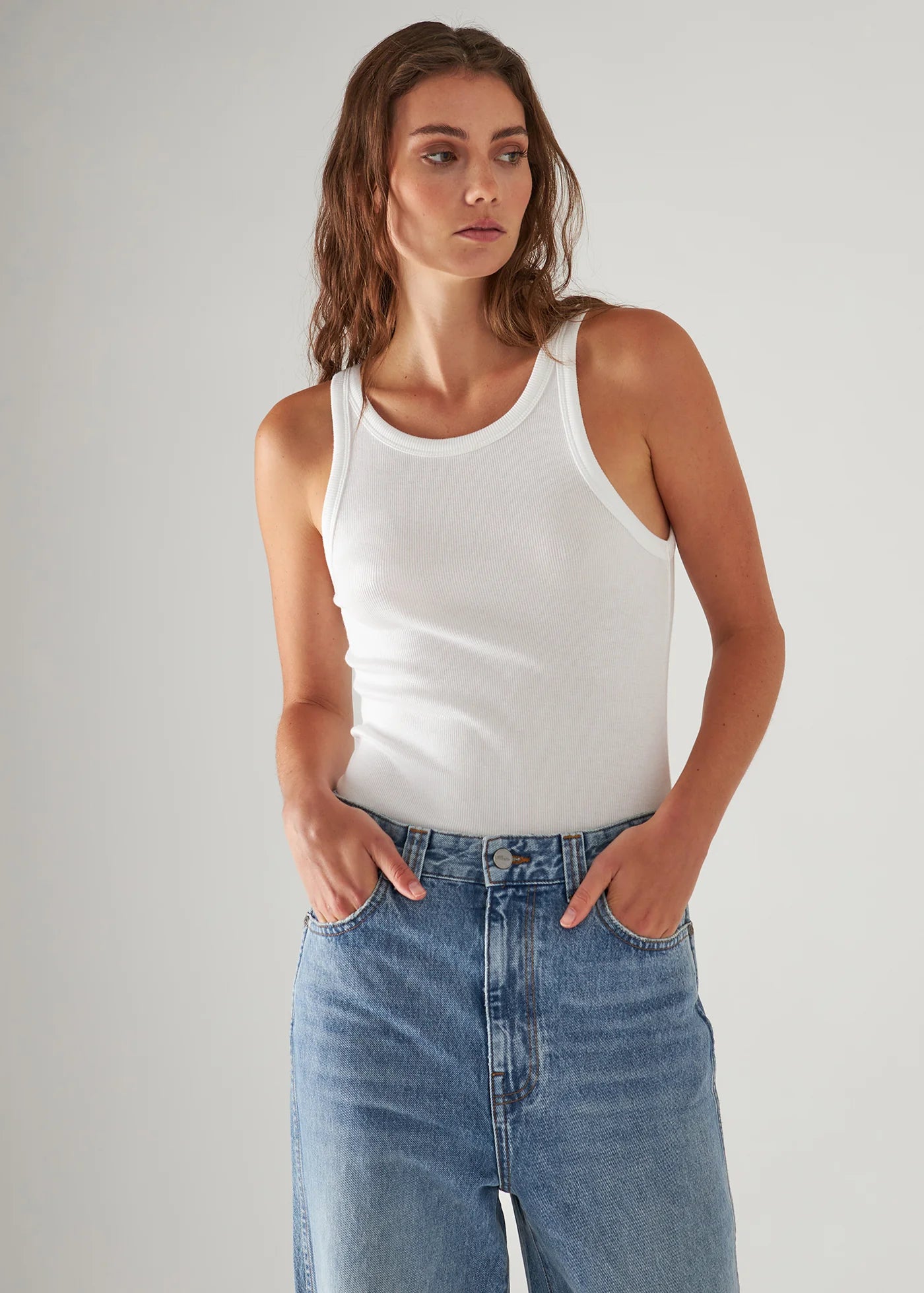 Pima Cotton High Crew Rib Tank