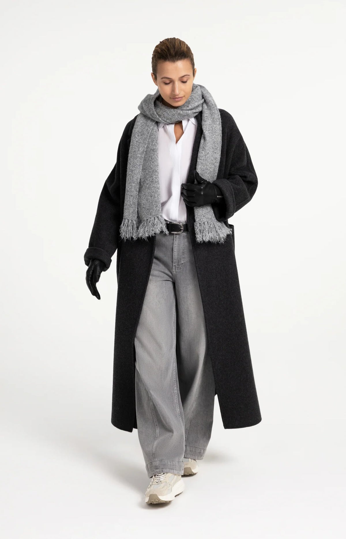 Extra Long Woven Wool Mix Coat
