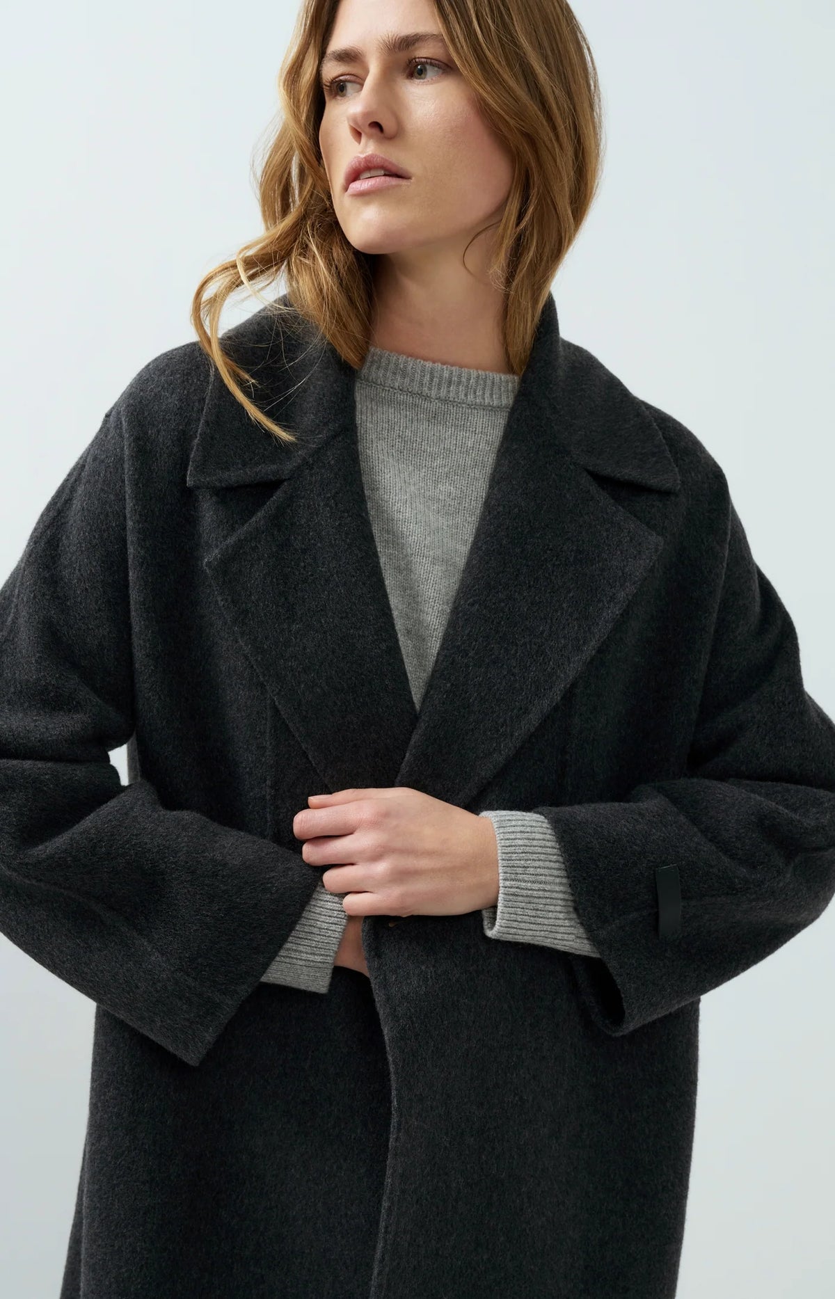 Extra Long Woven Wool Mix Coat