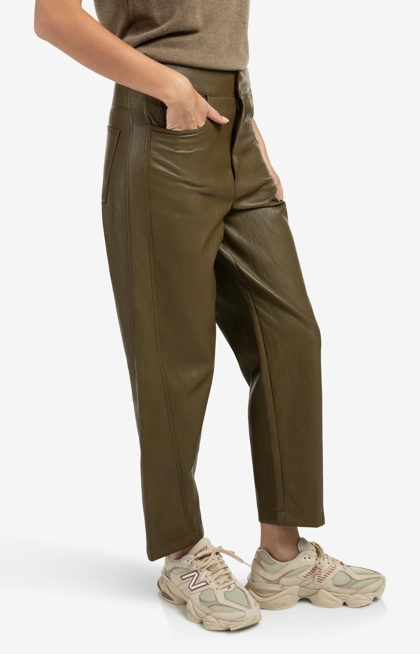 Faux Leather Barrel Trouser