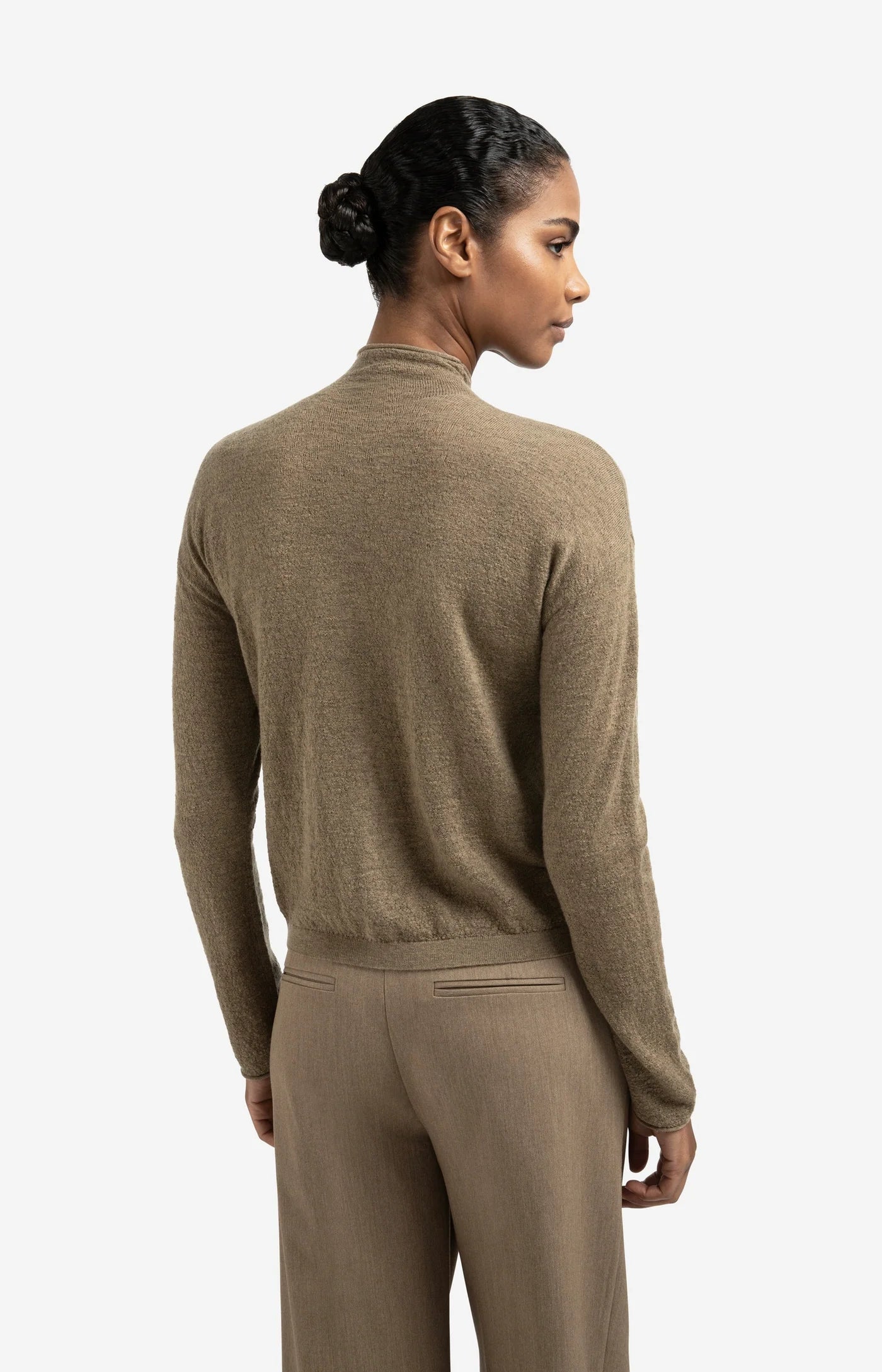 Textured Cardigan with High Neckline