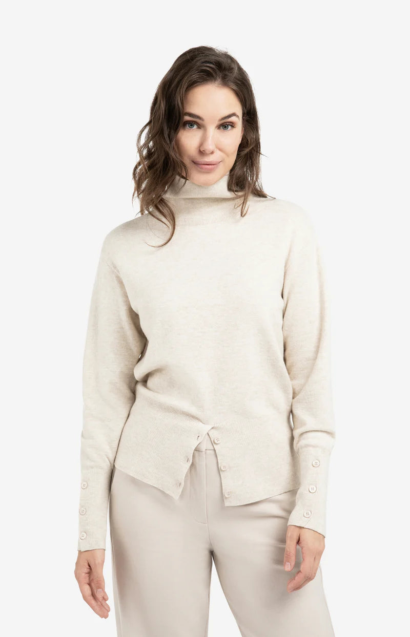 High Neck Sweater with Buttons